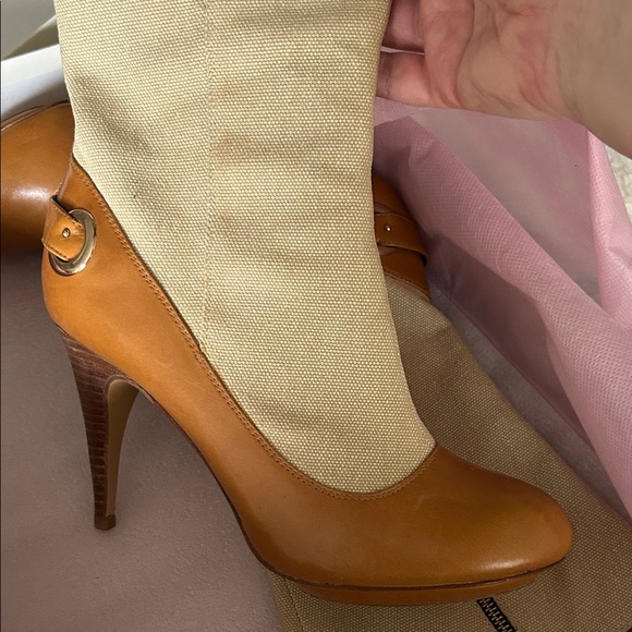 C Label Tan and Cream Heeled Boots - Picture 6 of 16